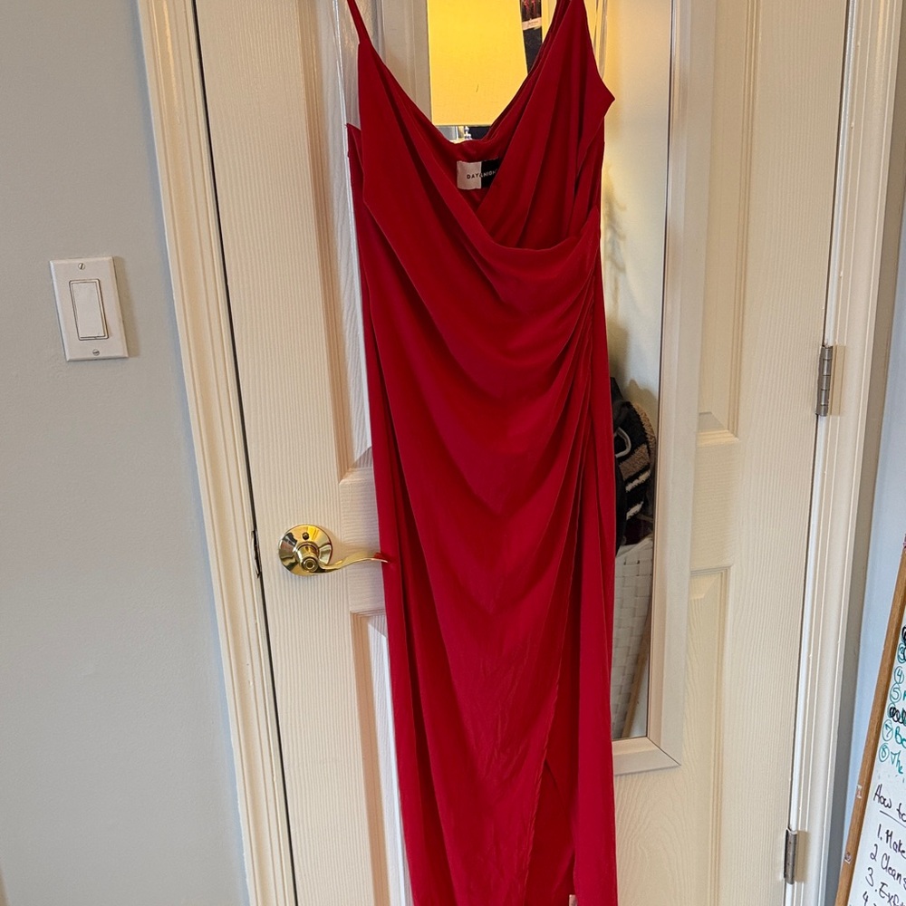 Red Draped Dress